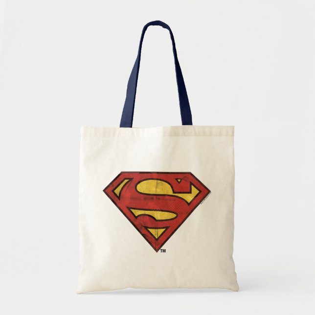 Superman S-Shield | Grunge Black Outline Logo Tote Bag (Front)