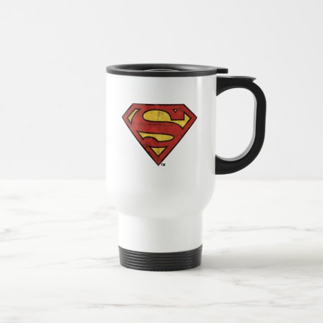 Superman S-Shield | Grunge Logo Travel Mug (Right)