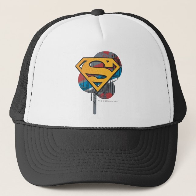 Superman S-Shield | Orange with Paint Trucker Hat (Front)