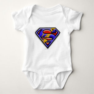 Superman S-Shield   Purple Airbrush Logo Baby Bodysuit