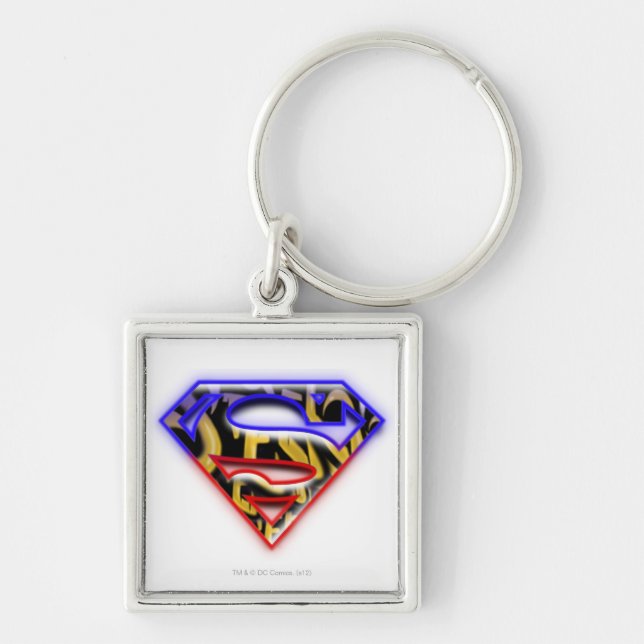 Superman S-Shield | Purple-Red Graffiti Logo Key Ring (Front)