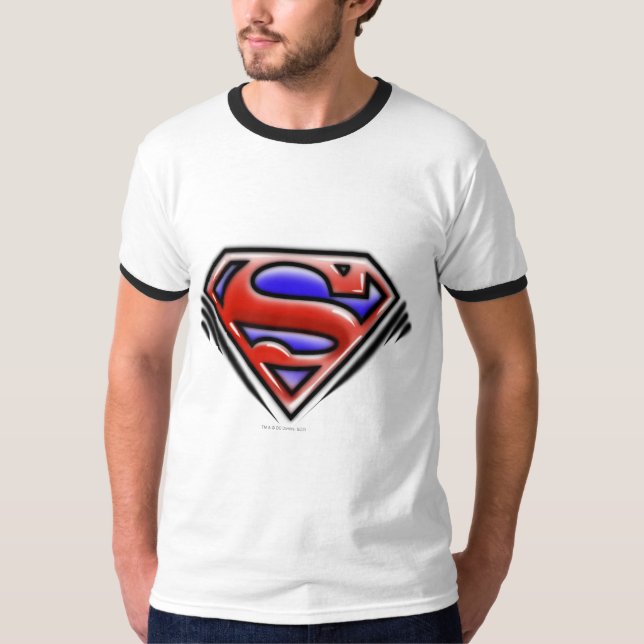 Superman S-Shield | Red Airbrush Logo T-Shirt (Front)