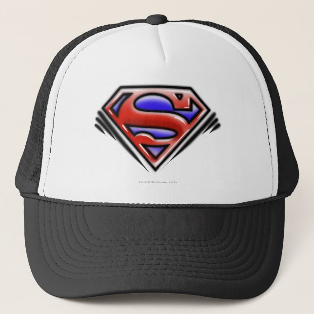 Superman S-Shield | Red Airbrush Logo Trucker Hat (Front)