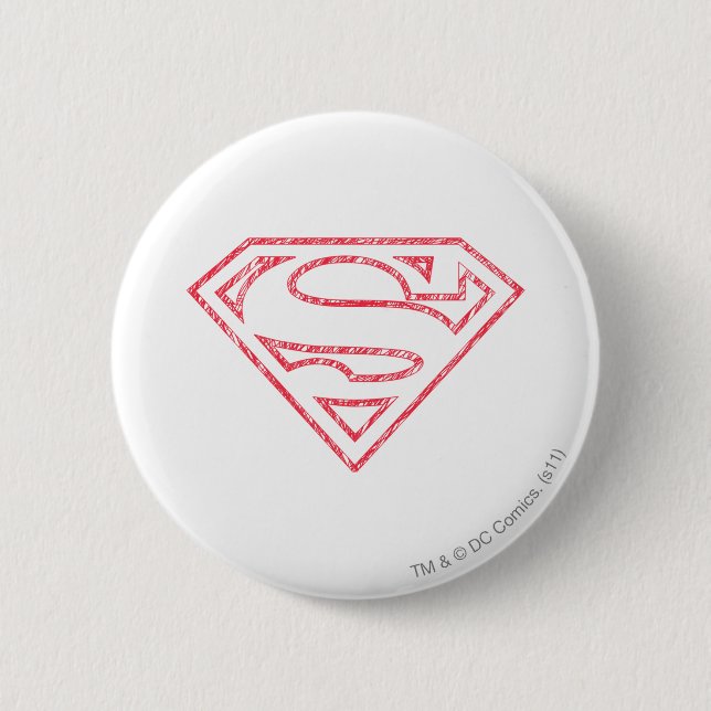 Superman S-Shield | Red Outline Logo 6 Cm Round Badge (Front)