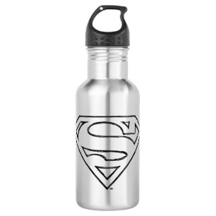 Superman S-Shield   Simple Black Outline Logo 532 Ml Water Bottle