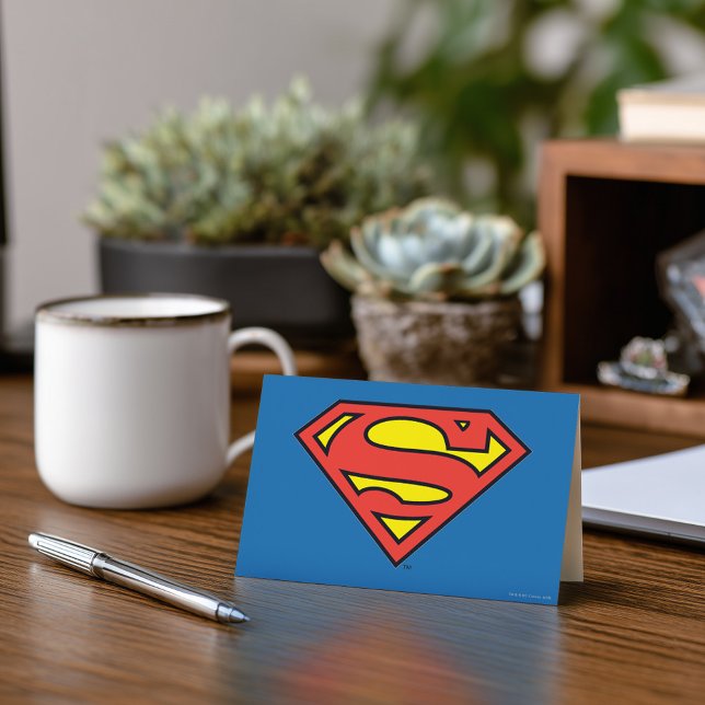 Superman S-Shield | Superman Logo Card (Card on simulated desk)