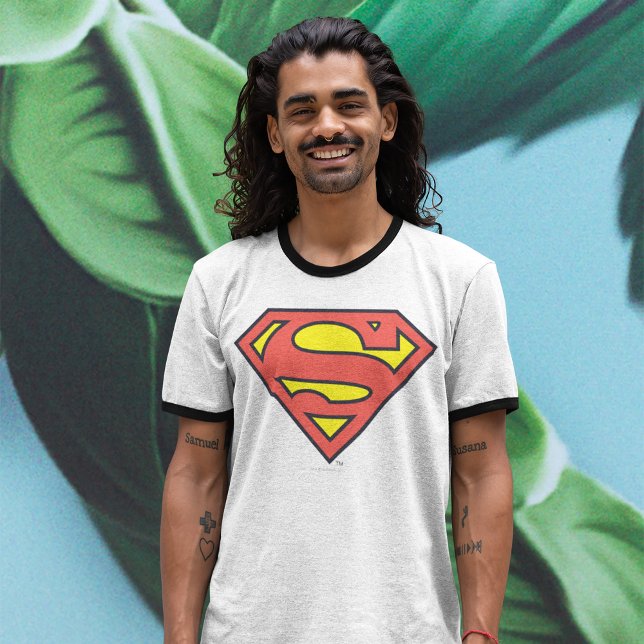 Superman S-Shield | Superman Logo T-Shirt (Simulated shirt on person)