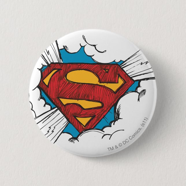 Superman S-Shield | Within Clouds Logo 6 Cm Round Badge (Front)