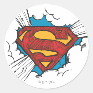 Superman S-Shield   Within Clouds Logo Classic Round Sticker