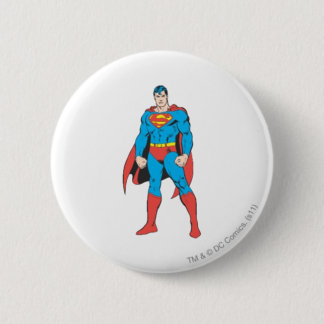 Superman Standing 6 Cm Round Badge (Front)