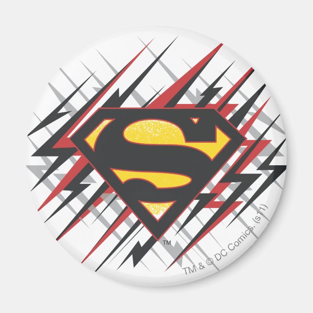 Superman Stylised | Black and Red Strikes Logo Magnet (Front)