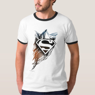Superman Stylised   Blue Orange Logo T-Shirt