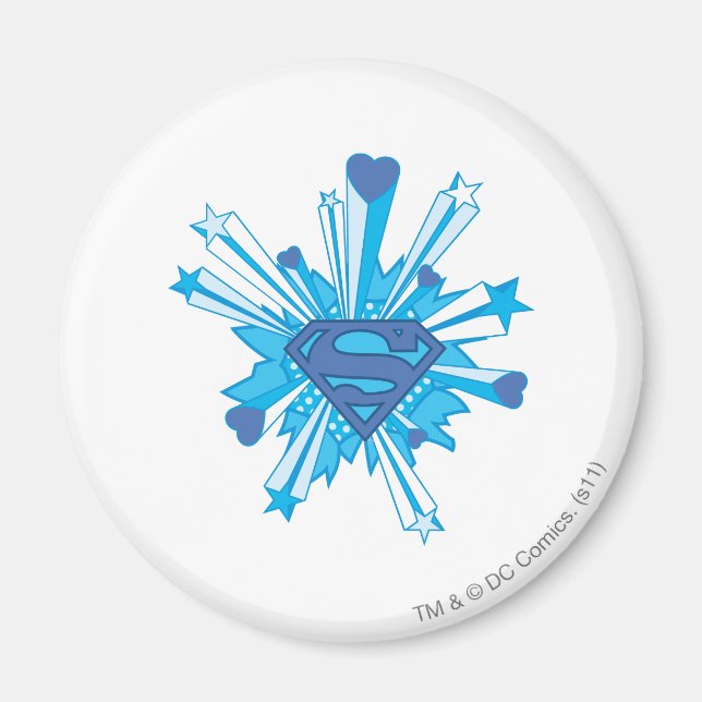 Superman Stylised | Blue Shield Hearts Logo Magnet (Front)