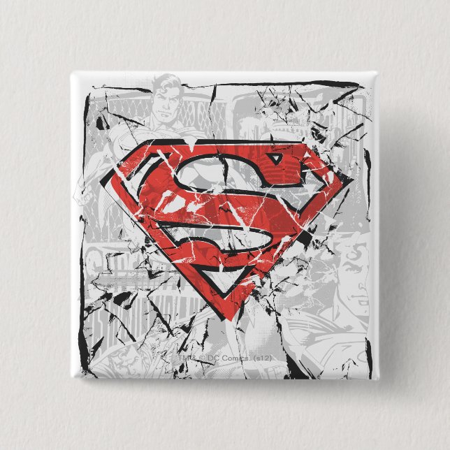 Superman Stylised | Crumpled Comic Logo 15 Cm Square Badge (Front)