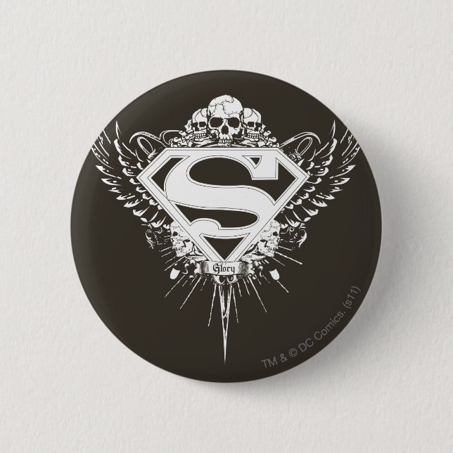 Superman Stylised | Dark Brown Background Logo 6 Cm Round Badge (Front)