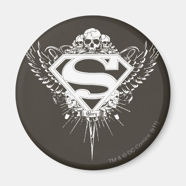 Superman Stylised | Dark Brown Background Logo Magnet (Front)