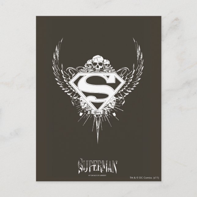 Superman Stylised | Dark Brown Background Logo Postcard (Front)