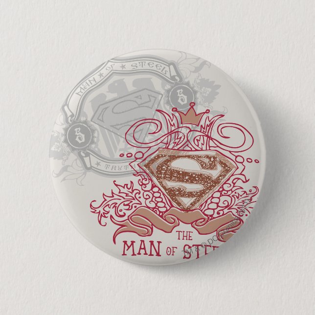 Superman Stylised | Drawn with Crown Logo 6 Cm Round Badge (Front)