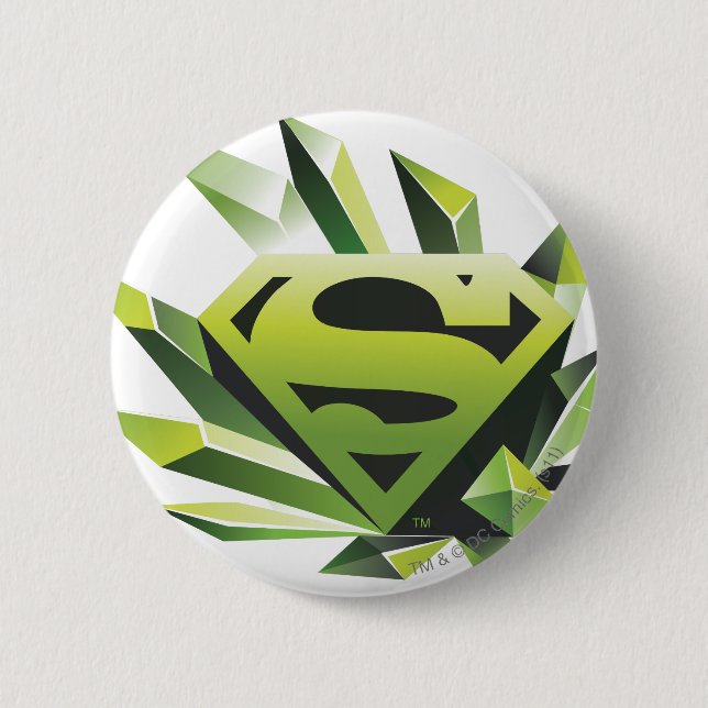Superman Stylised | Green Shield Logo 6 Cm Round Badge (Front)