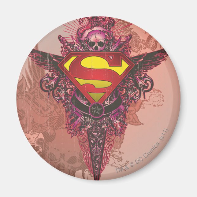 Superman Stylised | Grunge Design Logo Magnet (Front)
