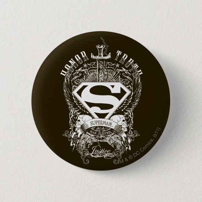 Superman Stylised | Honour, Truth and Justice Logo 6 Cm Round Badge (Front)