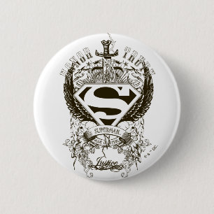 Superman Stylised   Honour, Truth on White Logo 6 Cm Round Badge