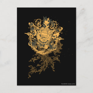 Superman Stylised   Orange Heart Beige Logo Postcard