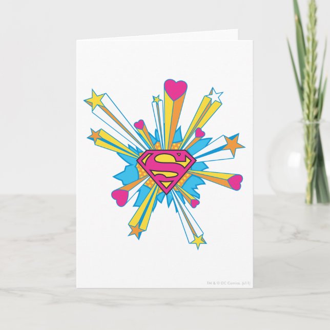 Superman Stylised | Pink with Hearts Logo Card (Front)