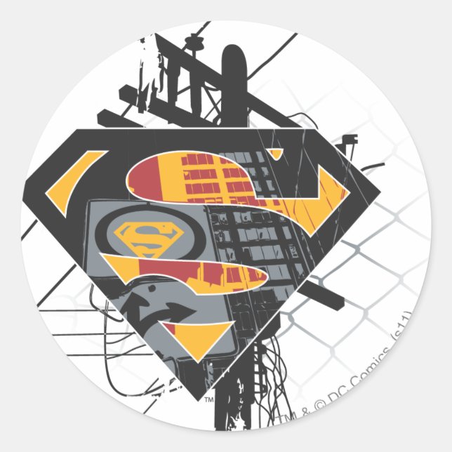 Superman Stylised | Powerlines Logo Classic Round Sticker (Front)