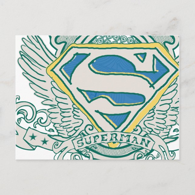 Superman Stylised | Sketched Crest Logo Postcard (Front)