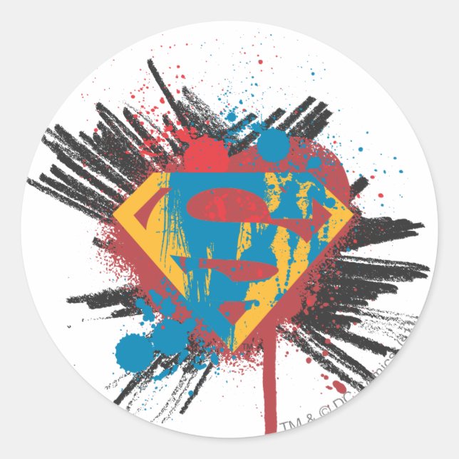 Superman Stylised | Splatter Logo Classic Round Sticker (Front)