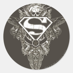Superman Stylised   Star and Skull Logo Classic Round Sticker