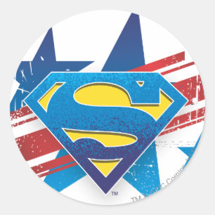 Superman Stylised   Stars and Stripes Logo Classic Round Sticker