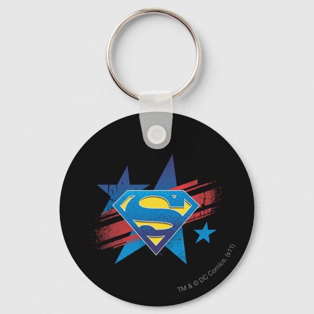 Superman Stylised | Stars and Stripes Logo Key Ring (Front)