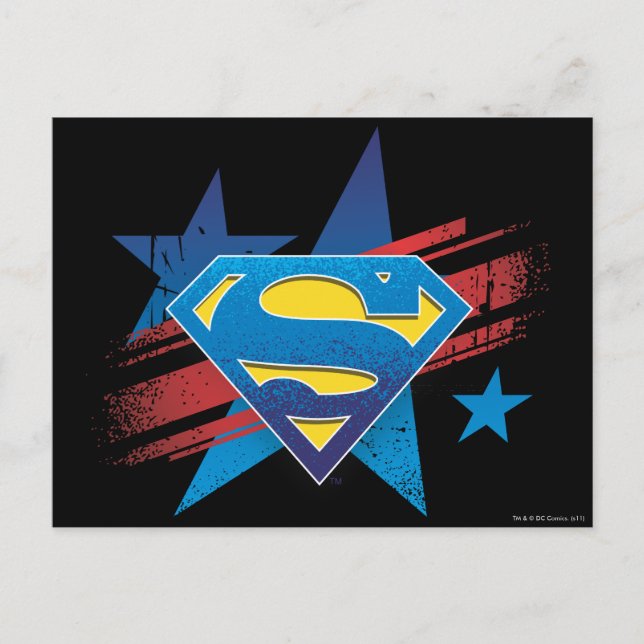 Superman Stylised | Stars and Stripes Logo Postcard (Front)