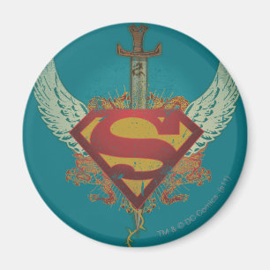 Superman Stylised Wings Teal Background Logo Magnet