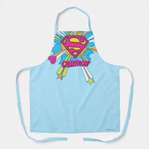 Superman Stylized   Pink with Hearts Logo Apron