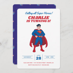 Superman Super Hero Birthday Invitation
