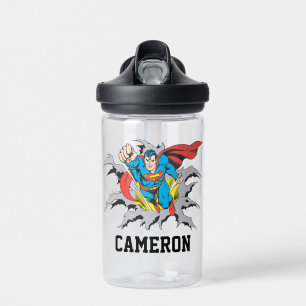 Superman Tears Thru   Add Your Name Water Bottle