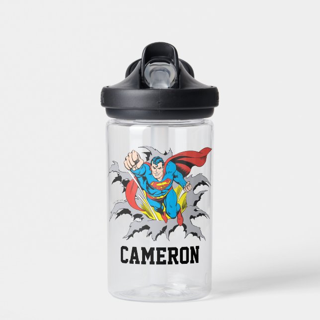Superman Tears Thru | Add Your Name Water Bottle (Front)