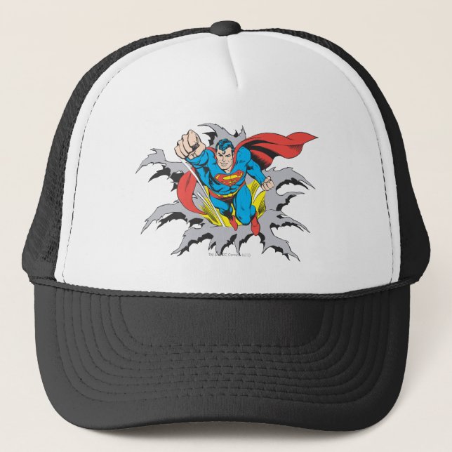 Superman Tears Thru Trucker Hat (Front)