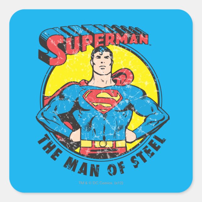Superman The Man of Steel Square Sticker (Front)
