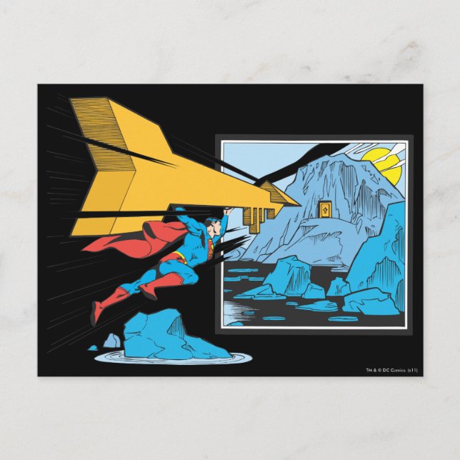 Superman Tunnelling Into Rock Postcard (Front)