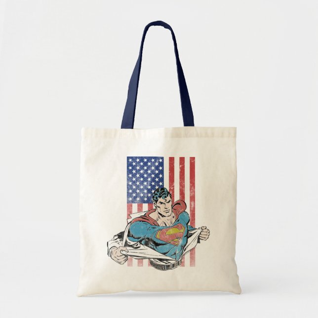 Superman & US Flag Tote Bag (Front)