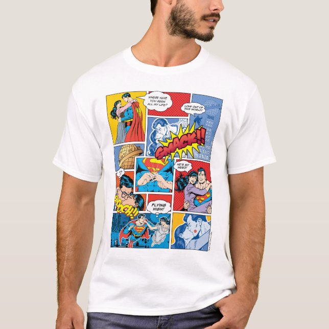 Superman Valentine's Day | Comic Book Collage T-Shirt (Front)