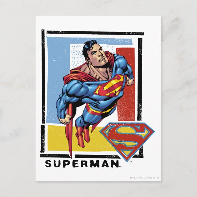 Superman with colourful background postcard (Front)