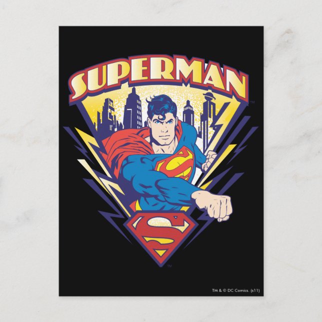 Superman with Electricity Postcard (Front)