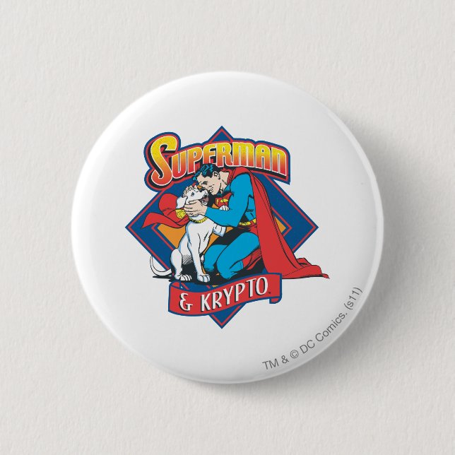 Superman with Krypto 6 Cm Round Badge (Front)