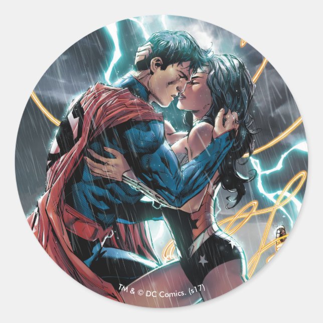 Superman/Wonder Woman Comic Promotional Art Classic Round Sticker (Front)