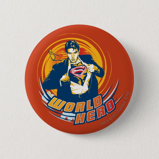 Superman World Hero 6 Cm Round Badge (Front)